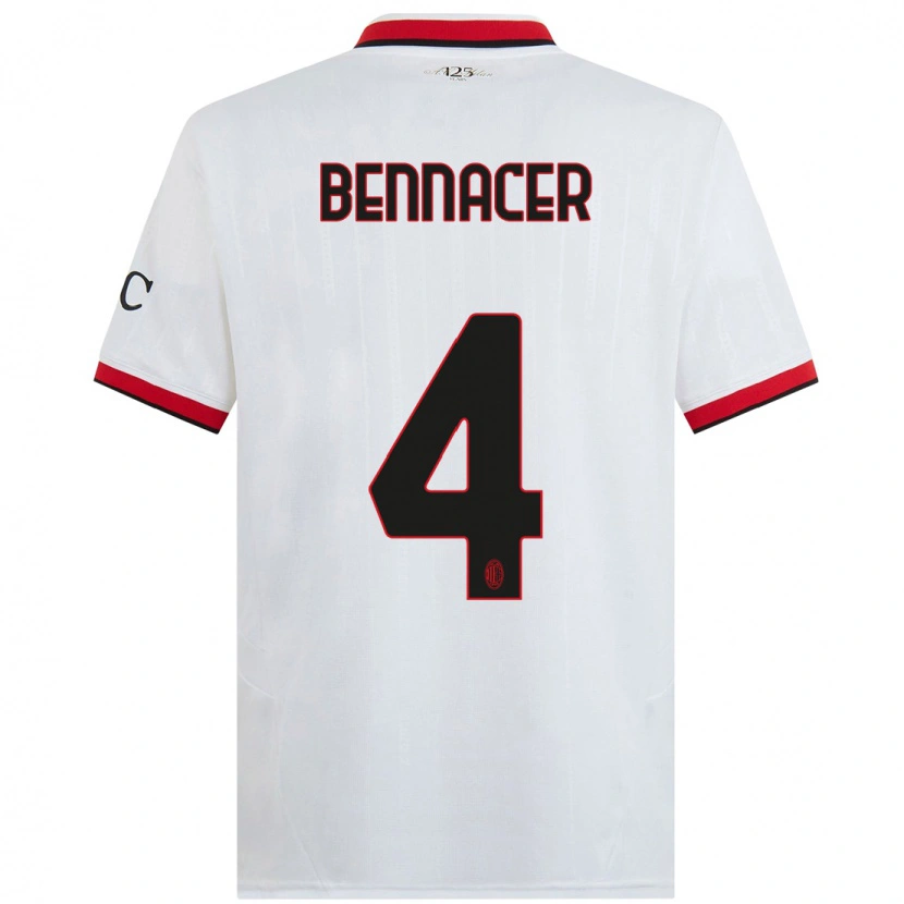 Danxen Kinder Ismaël Bennacer #4 Weiß Schwarz Rot Auswärtstrikot Trikot 2024/25 T-Shirt