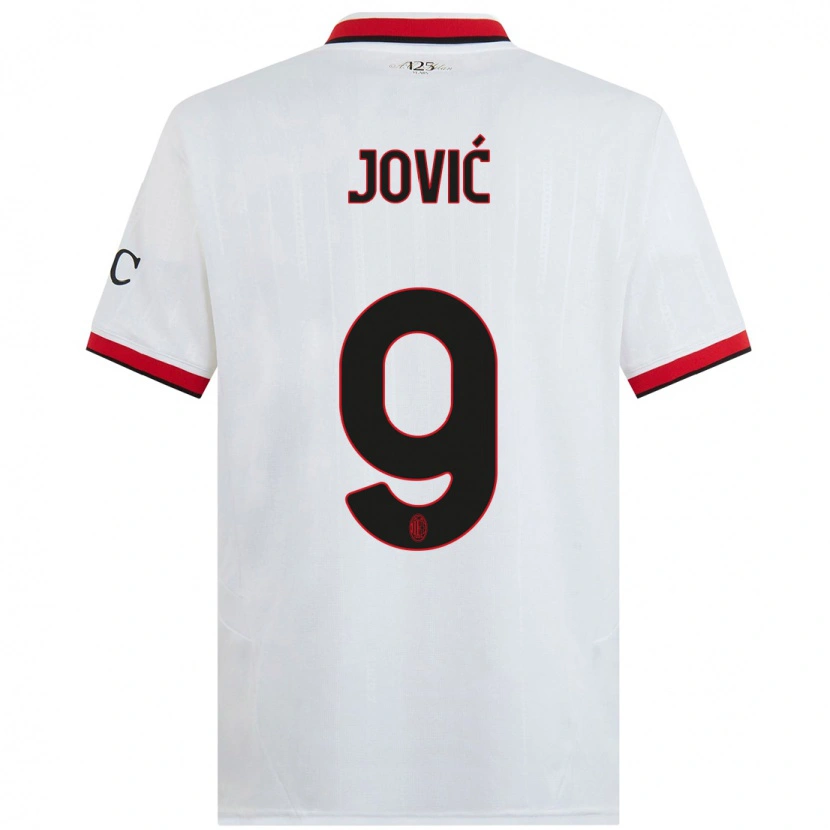 Danxen Kinder Luka Jović #9 Weiß Schwarz Rot Auswärtstrikot Trikot 2024/25 T-Shirt