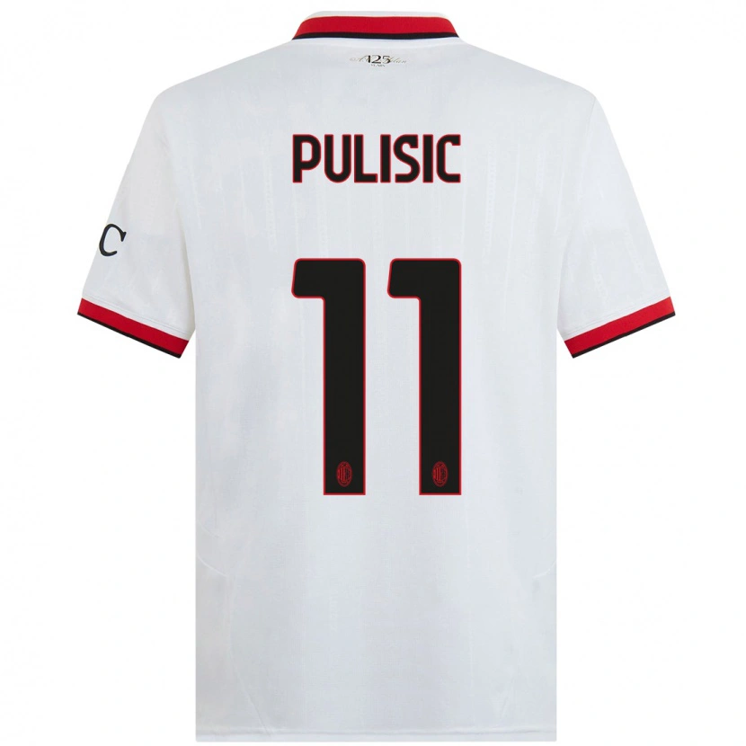 Danxen Kinder Christian Pulisic #11 Weiß Schwarz Rot Auswärtstrikot Trikot 2024/25 T-Shirt