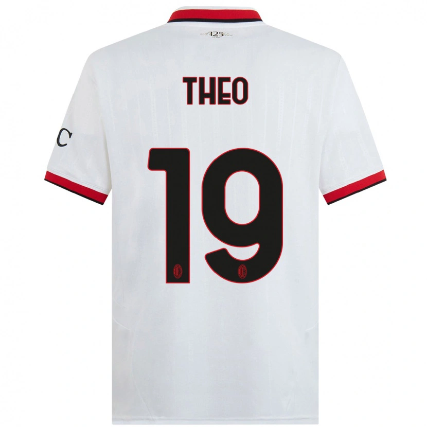 Danxen Kinder Theo Hernández #19 Weiß Schwarz Rot Auswärtstrikot Trikot 2024/25 T-Shirt