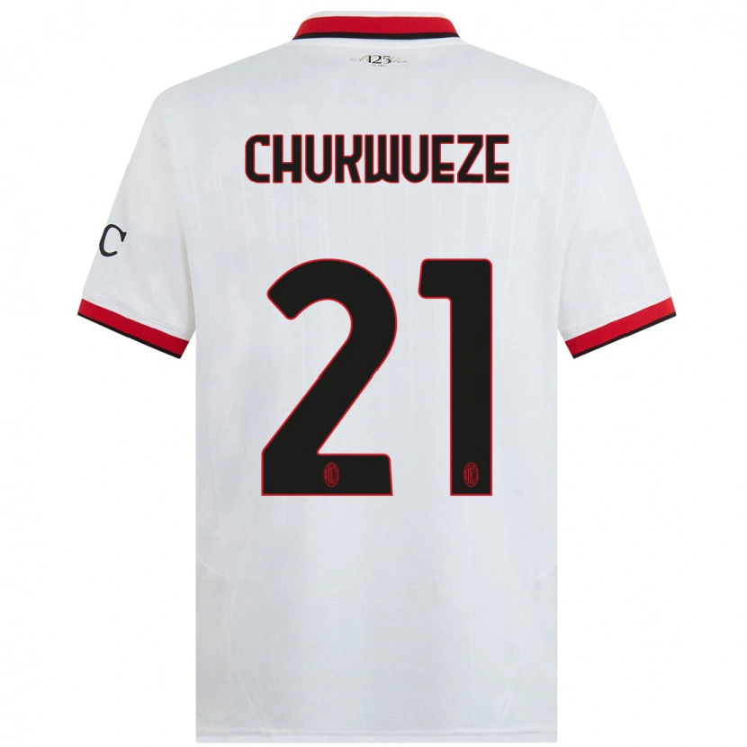 Danxen Kinder Samuel Chukwueze #21 Weiß Schwarz Rot Auswärtstrikot Trikot 2024/25 T-Shirt