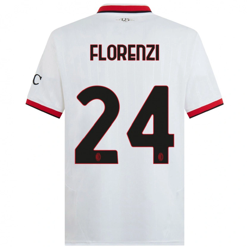 Danxen Kinder Alessandro Florenzi #24 Weiß Schwarz Rot Auswärtstrikot Trikot 2024/25 T-Shirt