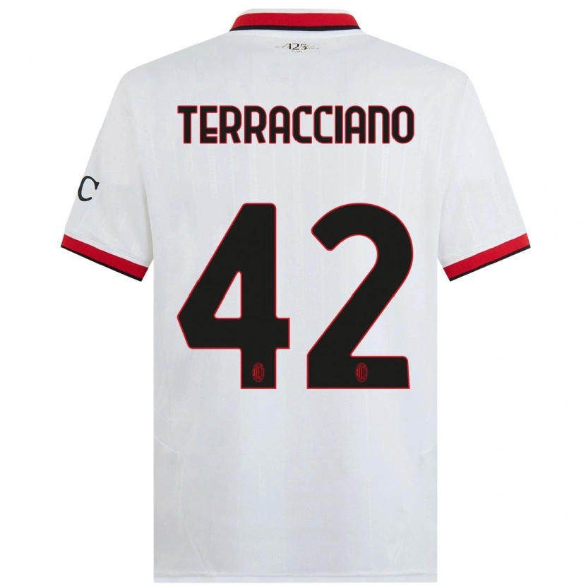 Danxen Kinder Filippo Terracciano #42 Weiß Schwarz Rot Auswärtstrikot Trikot 2024/25 T-Shirt