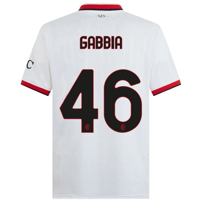 Danxen Kinder Matteo Gabbia #46 Weiß Schwarz Rot Auswärtstrikot Trikot 2024/25 T-Shirt