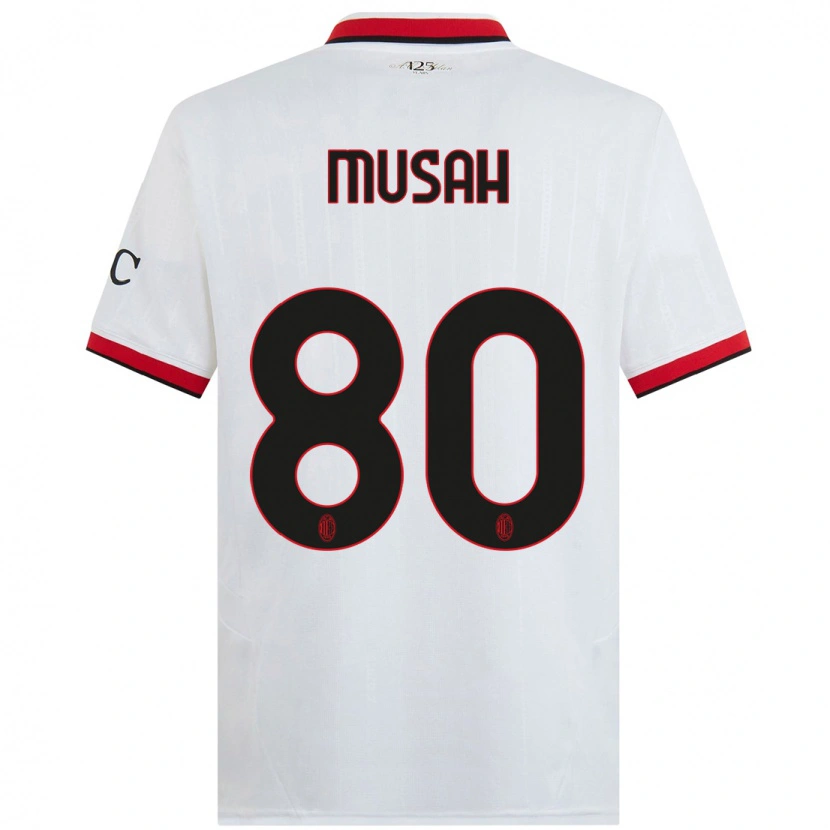 Danxen Kinder Yunus Musah #80 Weiß Schwarz Rot Auswärtstrikot Trikot 2024/25 T-Shirt