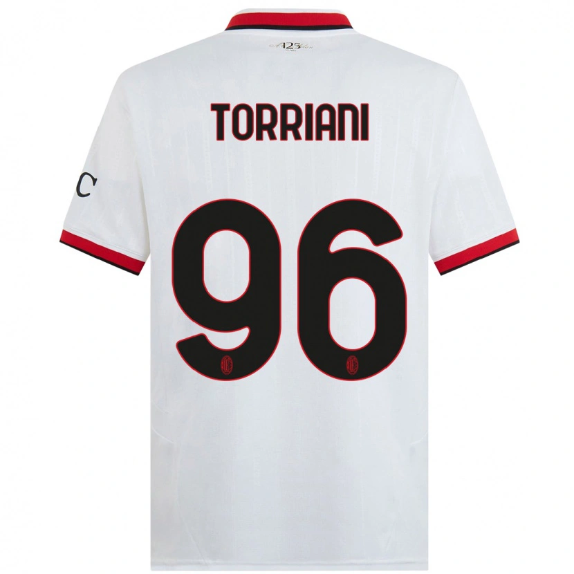 Danxen Kinder Lorenzo Torriani #96 Weiß Schwarz Rot Auswärtstrikot Trikot 2024/25 T-Shirt