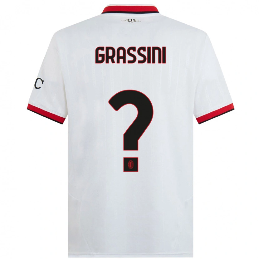 Danxen Kinder Riccardo Grassini #0 Weiß Schwarz Rot Auswärtstrikot Trikot 2024/25 T-Shirt