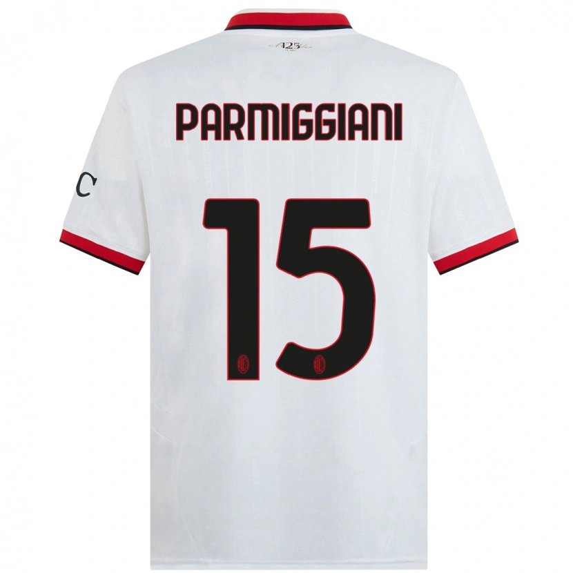 Danxen Kinder Pietro Parmiggiani #15 Weiß Schwarz Rot Auswärtstrikot Trikot 2024/25 T-Shirt