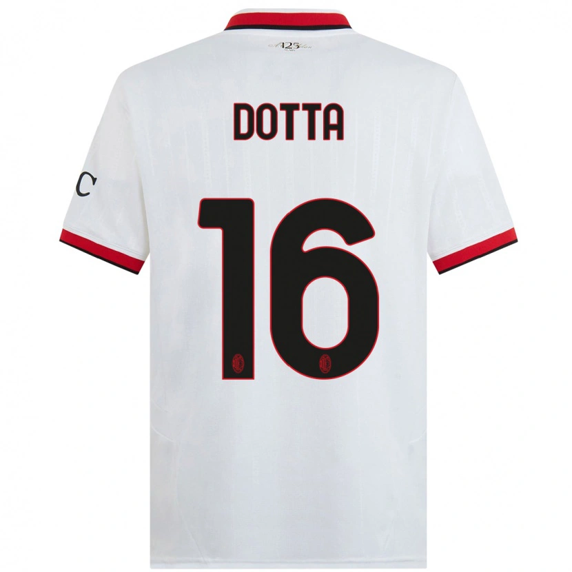 Danxen Kinder Cristiano Dotta #16 Weiß Schwarz Rot Auswärtstrikot Trikot 2024/25 T-Shirt