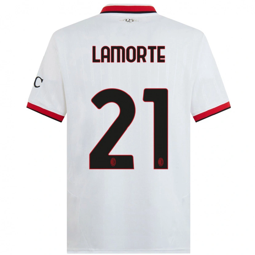 Danxen Kinder Alessandro Lamorte #21 Weiß Schwarz Rot Auswärtstrikot Trikot 2024/25 T-Shirt