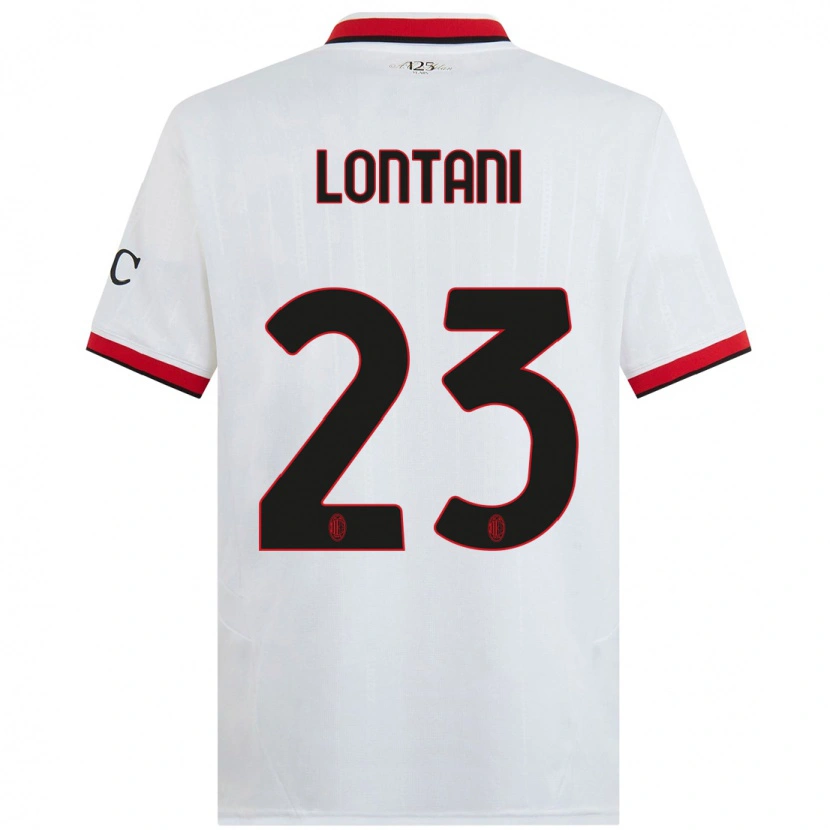 Danxen Kinder Simone Lontani #23 Weiß Schwarz Rot Auswärtstrikot Trikot 2024/25 T-Shirt