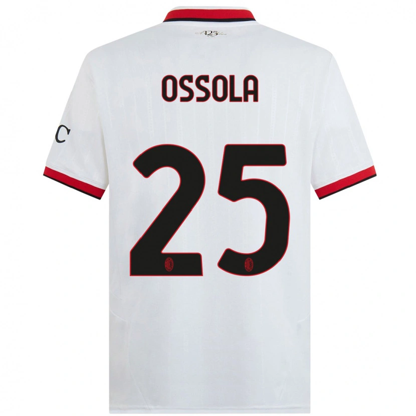 Danxen Kinder Lorenzo Ossola #25 Weiß Schwarz Rot Auswärtstrikot Trikot 2024/25 T-Shirt