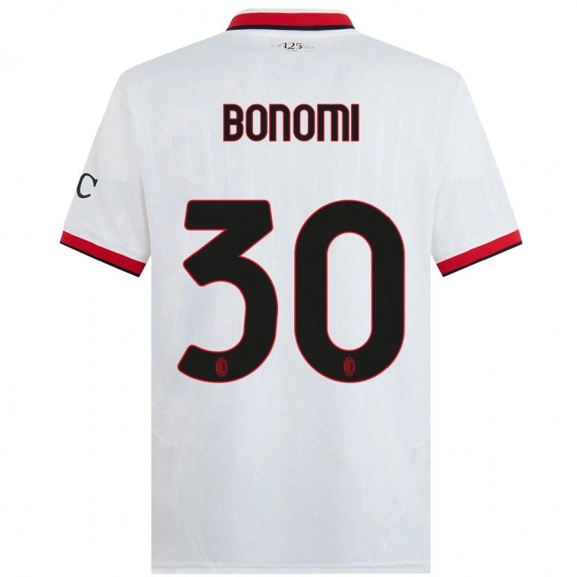 Danxen Kinder Alessandro Bonomi #30 Weiß Schwarz Rot Auswärtstrikot Trikot 2024/25 T-Shirt