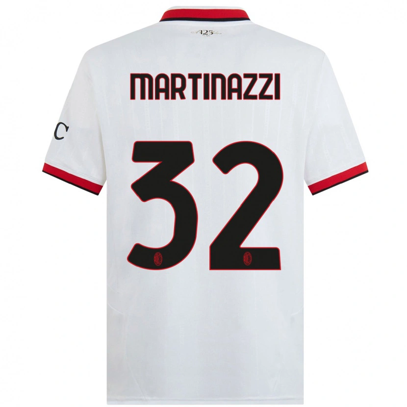 Danxen Kinder Luca Martinazzi #32 Weiß Schwarz Rot Auswärtstrikot Trikot 2024/25 T-Shirt