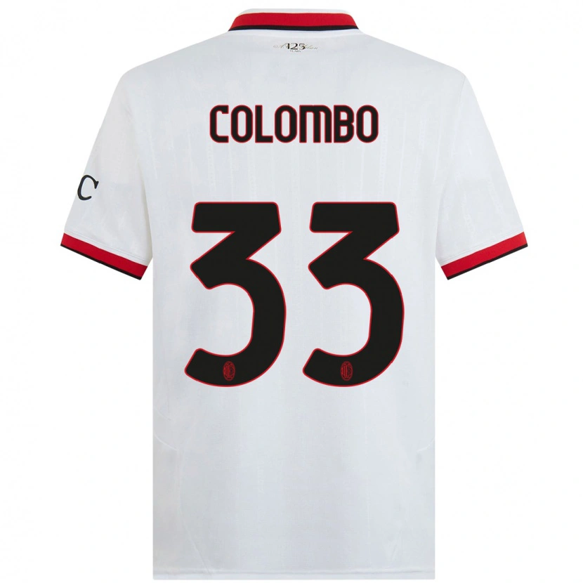 Danxen Kinder Federico Colombo #33 Weiß Schwarz Rot Auswärtstrikot Trikot 2024/25 T-Shirt