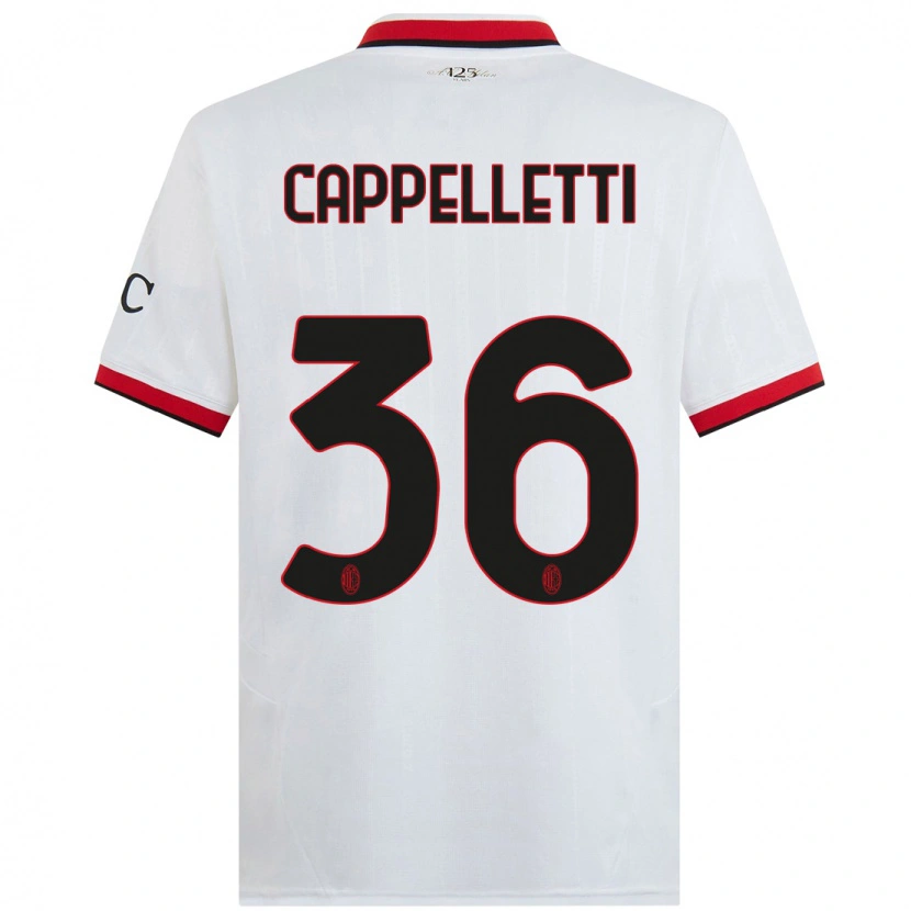 Danxen Kinder Mattia Cappelletti #36 Weiß Schwarz Rot Auswärtstrikot Trikot 2024/25 T-Shirt