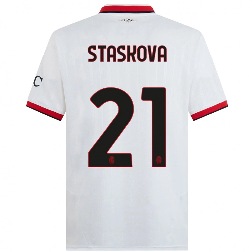 Danxen Kinder Andrea Stašková #21 Weiß Schwarz Rot Auswärtstrikot Trikot 2024/25 T-Shirt