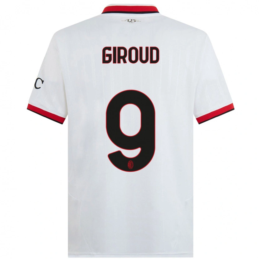 Danxen Kinder Olivier Giroud #9 Weiß Schwarz Rot Auswärtstrikot Trikot 2024/25 T-Shirt