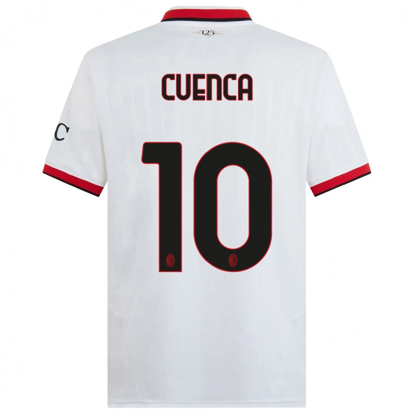 Danxen Kinder Hugo Cuenca #10 Weiß Schwarz Rot Auswärtstrikot Trikot 2024/25 T-Shirt