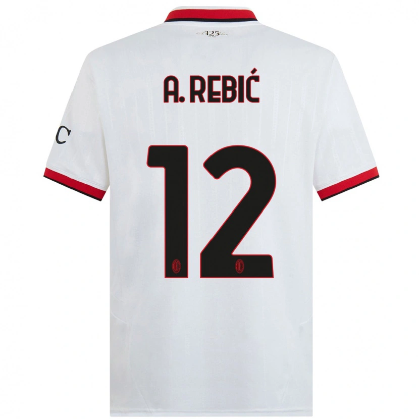 Danxen Kinder Ante Rebic #12 Weiß Schwarz Rot Auswärtstrikot Trikot 2024/25 T-Shirt