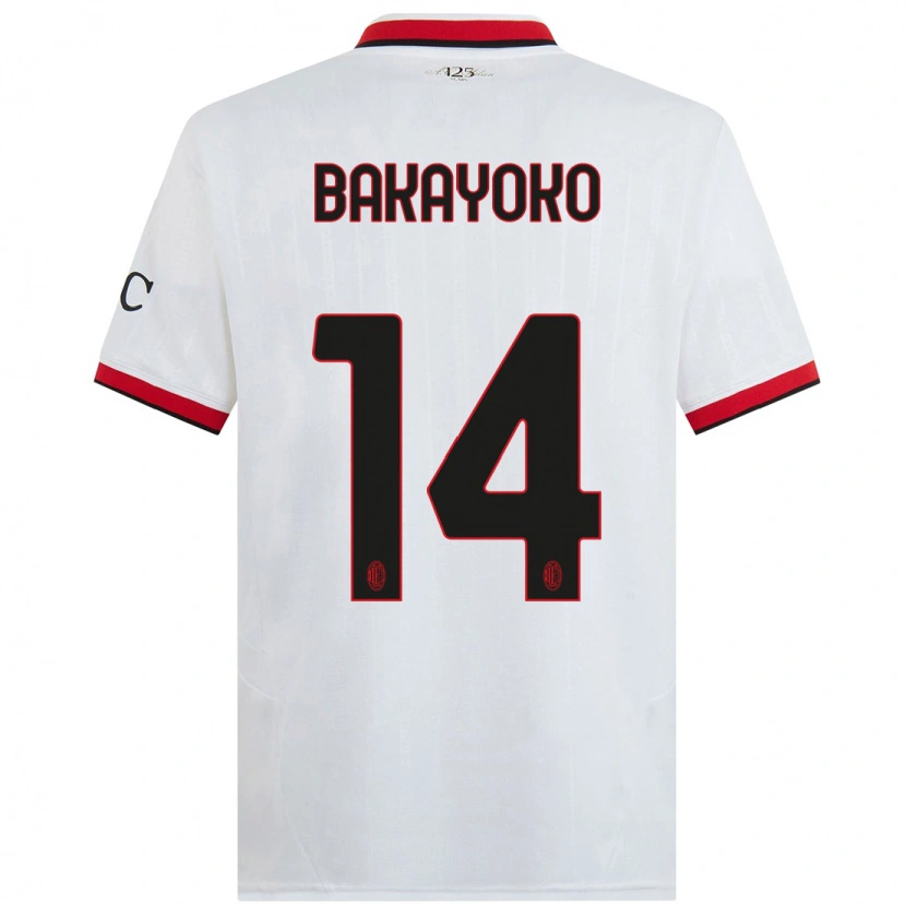 Danxen Kinder Tiemoue Bakayoko #14 Weiß Schwarz Rot Auswärtstrikot Trikot 2024/25 T-Shirt