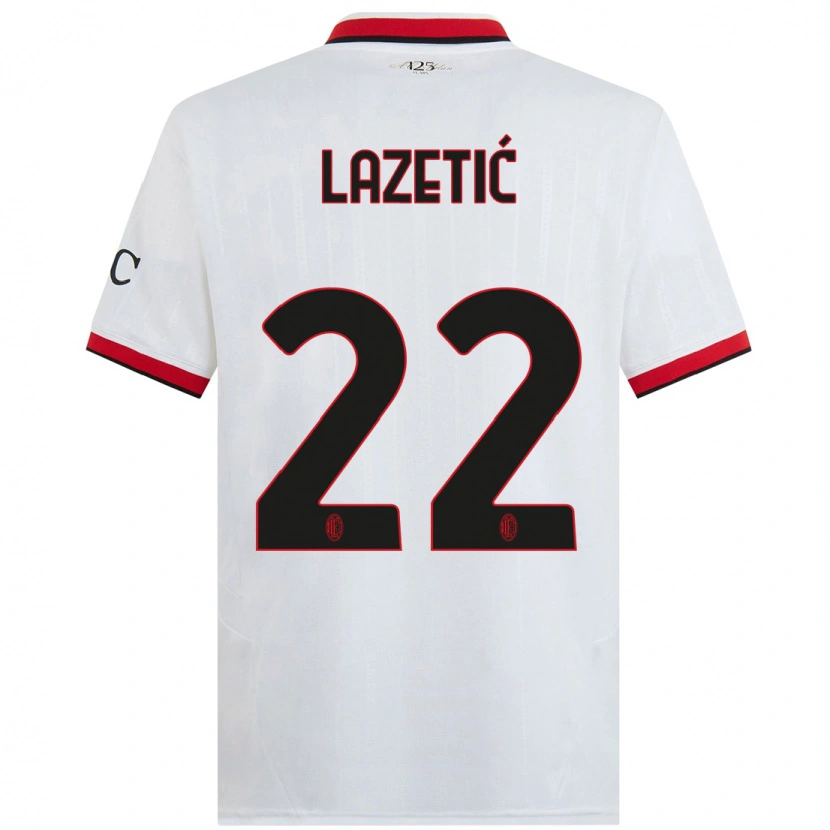 Danxen Kinder Marko Lazetic #22 Weiß Schwarz Rot Auswärtstrikot Trikot 2024/25 T-Shirt