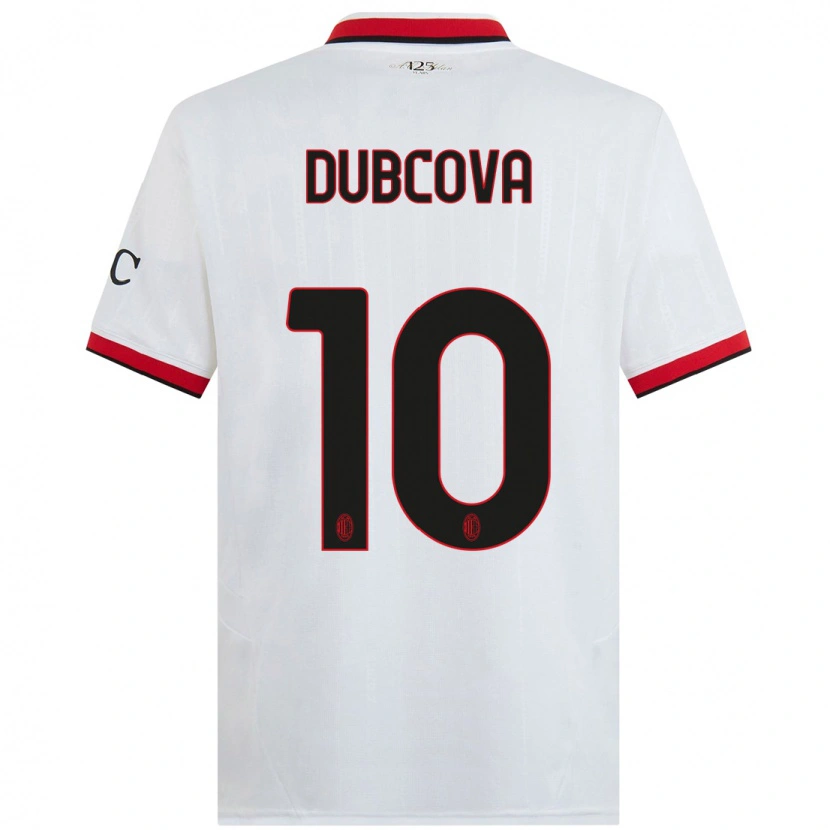 Danxen Kinder Kamila Dubcova #10 Weiß Schwarz Rot Auswärtstrikot Trikot 2024/25 T-Shirt