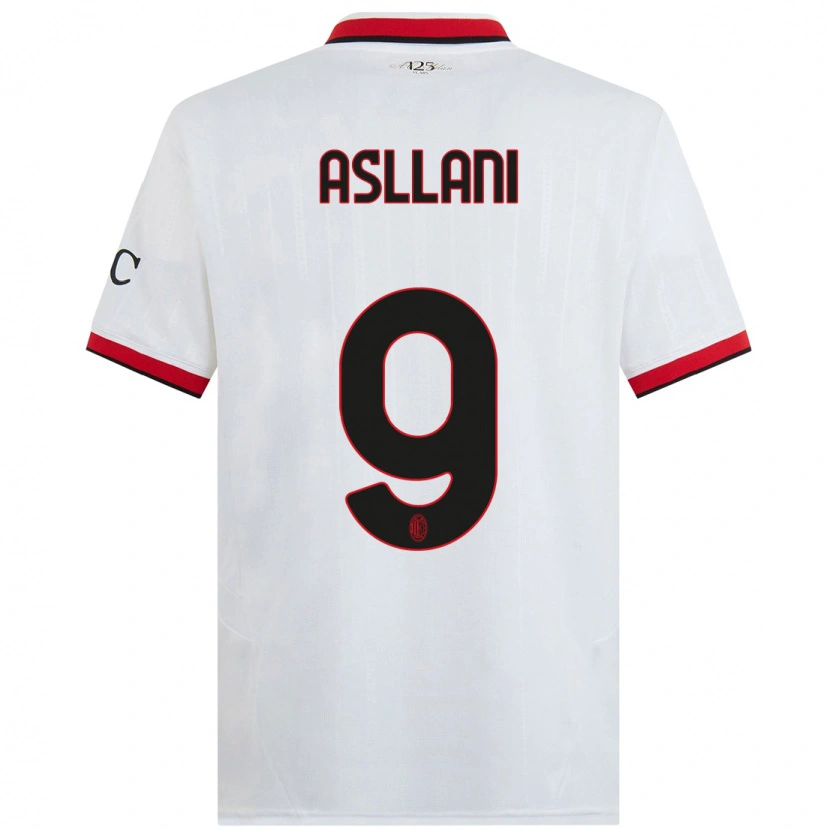 Danxen Kinder Kosovare Asllani #9 Weiß Schwarz Rot Auswärtstrikot Trikot 2024/25 T-Shirt