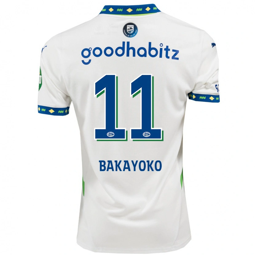 Danxen Kinder Johan Bakayoko #11 Weiß Dunkelblau Ausweichtrikot Trikot 2024/25 T-Shirt