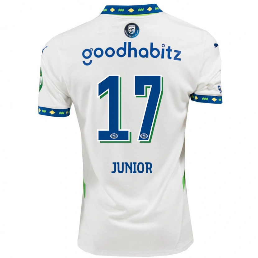 Danxen Kinder Mauro Júnior #17 Weiß Dunkelblau Ausweichtrikot Trikot 2024/25 T-Shirt