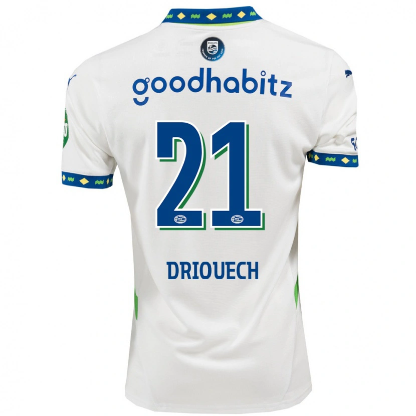 Danxen Kinder Couhaib Driouech #21 Weiß Dunkelblau Ausweichtrikot Trikot 2024/25 T-Shirt