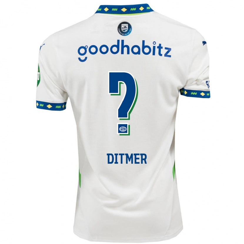 Danxen Kinder Sébas Ditmer #0 Weiß Dunkelblau Ausweichtrikot Trikot 2024/25 T-Shirt