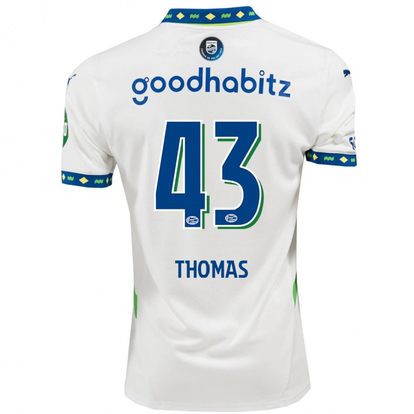 Danxen Kinder Kealyn Thomas #43 Weiß Dunkelblau Ausweichtrikot Trikot 2024/25 T-Shirt