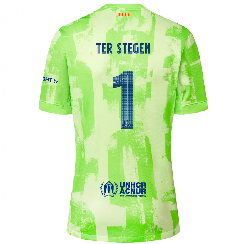 Danxen Kinder Marc-André Ter Stegen #1 Limettengrün Ausweichtrikot Trikot 2024/25 T-Shirt