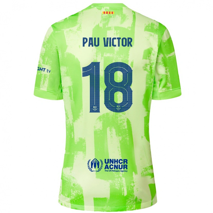 Danxen Kinder Pau Víctor #18 Limettengrün Ausweichtrikot Trikot 2024/25 T-Shirt