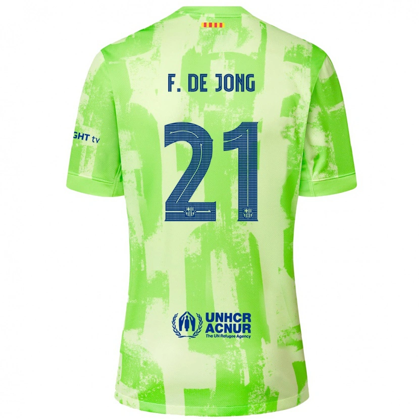 Danxen Kinder Frenkie De Jong #21 Limettengrün Ausweichtrikot Trikot 2024/25 T-Shirt