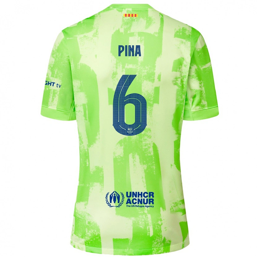 Danxen Kinder Clàudia Pina #6 Limettengrün Ausweichtrikot Trikot 2024/25 T-Shirt