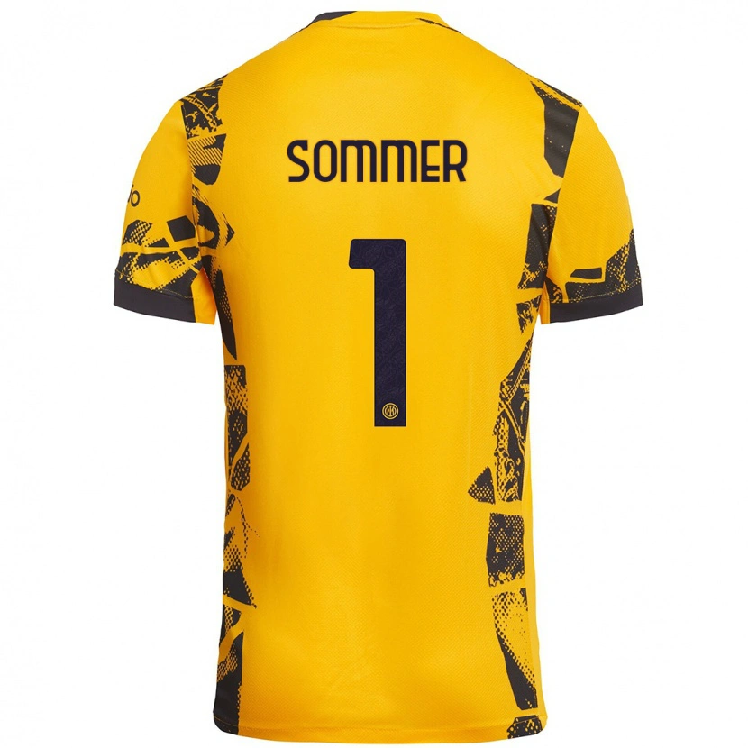 Danxen Kinder Yann Sommer #1 Gold Schwarz Ausweichtrikot Trikot 2024/25 T-Shirt