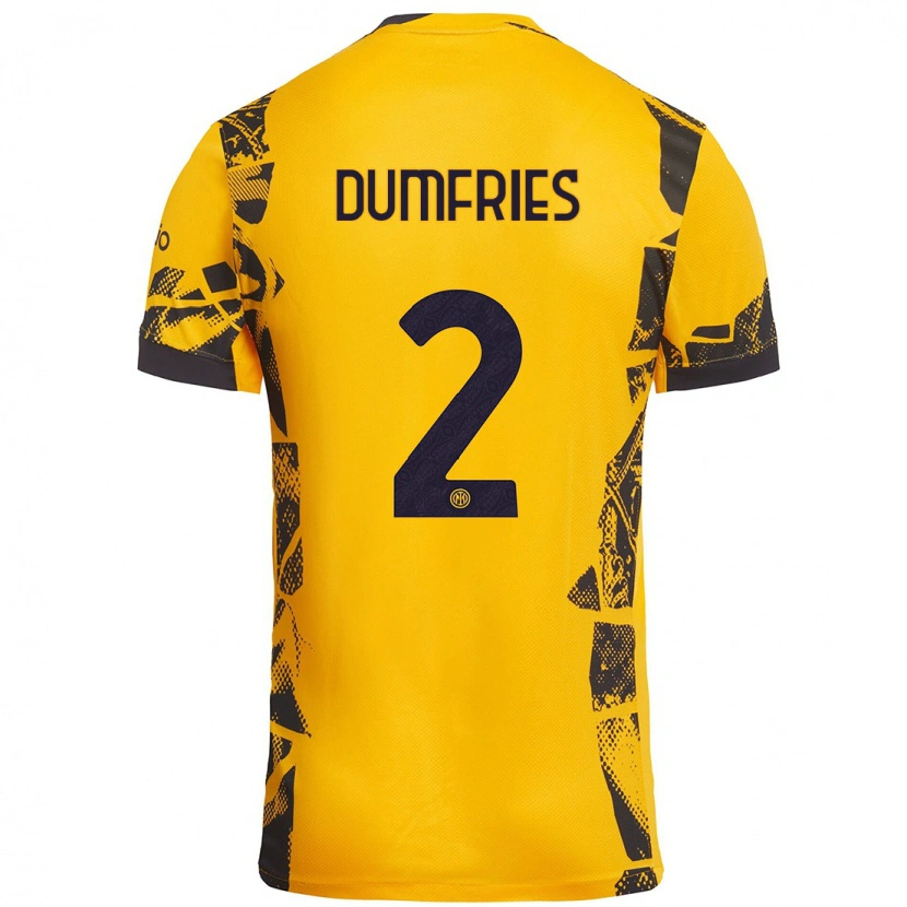 Danxen Kinder Denzel Dumfries #2 Gold Schwarz Ausweichtrikot Trikot 2024/25 T-Shirt