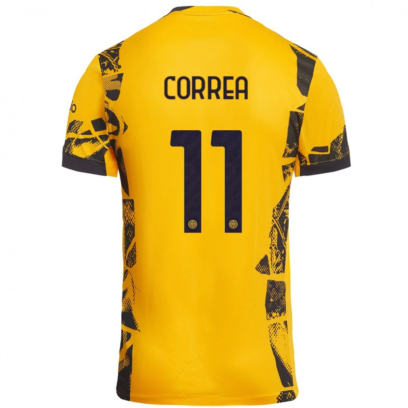 Danxen Kinder Joaquín Correa #11 Gold Schwarz Ausweichtrikot Trikot 2024/25 T-Shirt