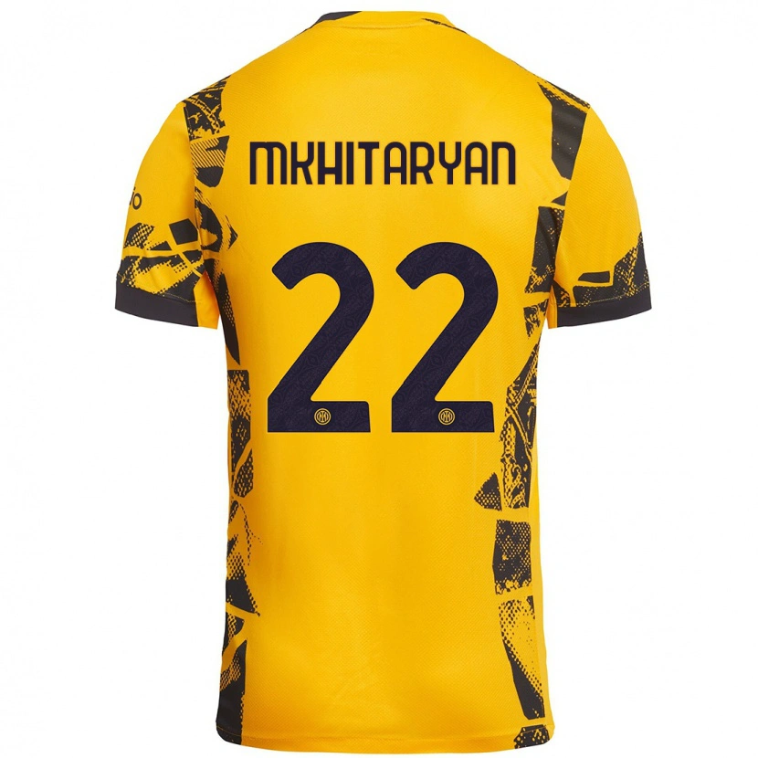 Danxen Kinder Henrikh Mkhitaryan #22 Gold Schwarz Ausweichtrikot Trikot 2024/25 T-Shirt