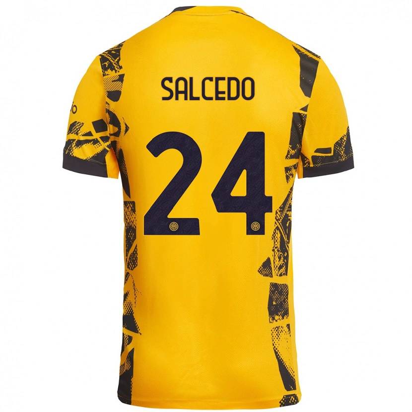 Danxen Kinder Eddie Salcedo #24 Gold Schwarz Ausweichtrikot Trikot 2024/25 T-Shirt