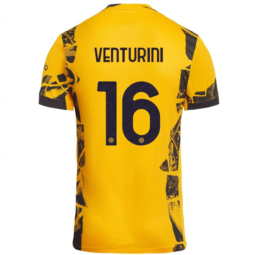 Danxen Kinder Matteo Venturini #16 Gold Schwarz Ausweichtrikot Trikot 2024/25 T-Shirt