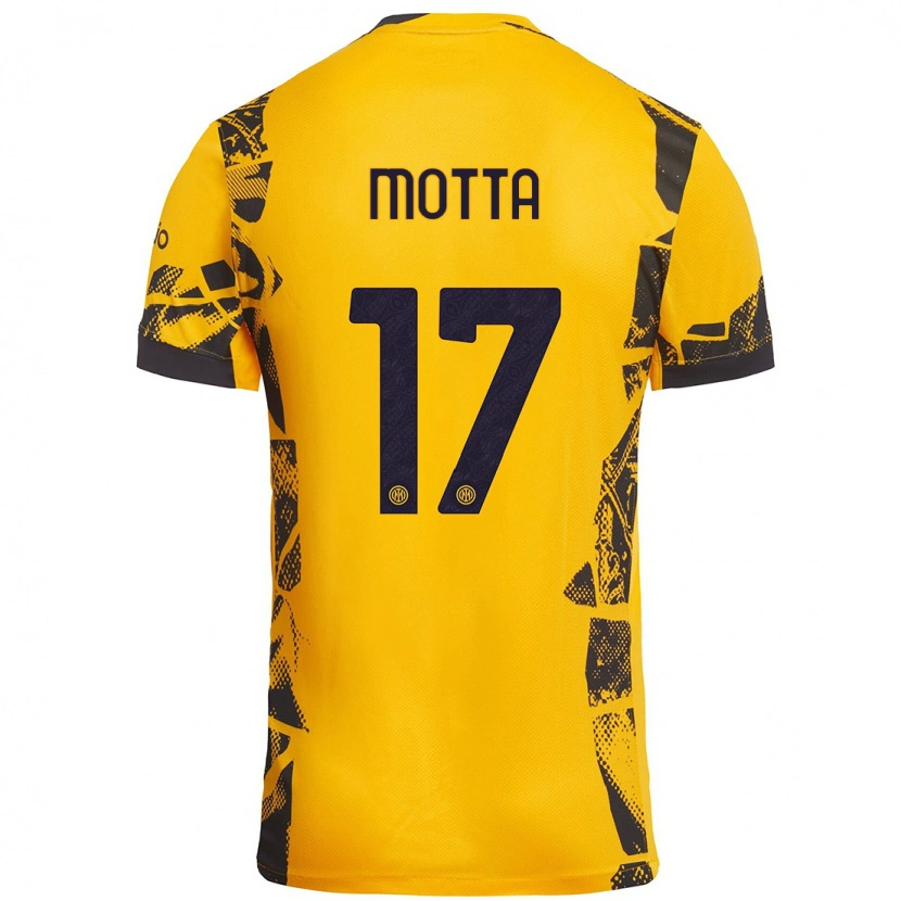 Danxen Kinder Matteo Motta #17 Gold Schwarz Ausweichtrikot Trikot 2024/25 T-Shirt