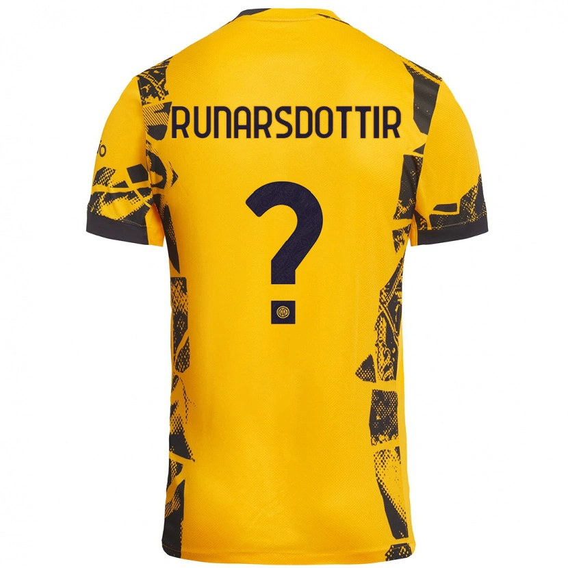 Danxen Kinder Cecilía Rán Rúnarsdóttir #0 Gold Schwarz Ausweichtrikot Trikot 2024/25 T-Shirt