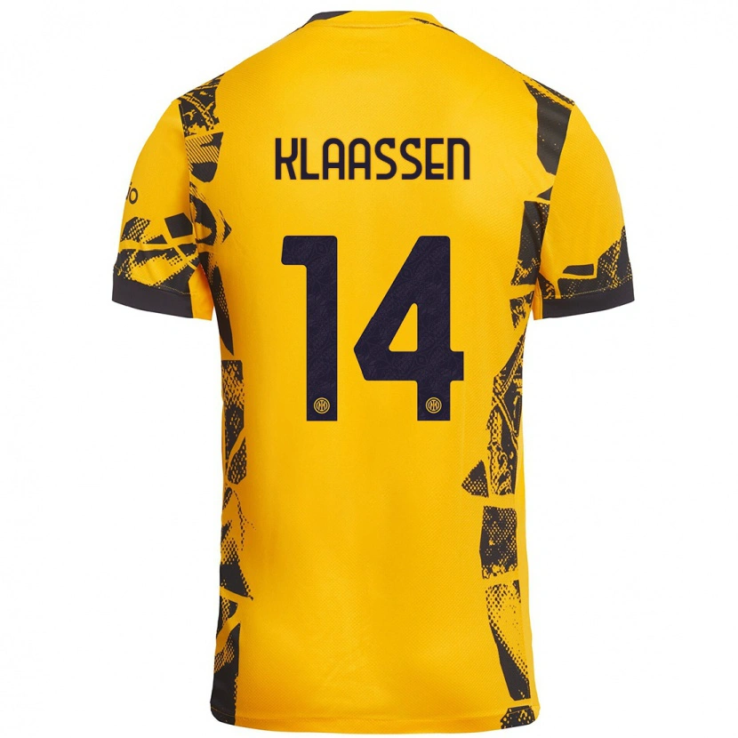 Danxen Kinder Davy Klaassen #14 Gold Schwarz Ausweichtrikot Trikot 2024/25 T-Shirt