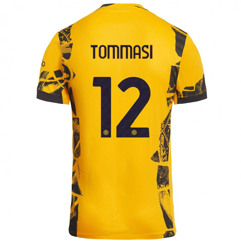 Danxen Kinder Francesco Tommasi #12 Gold Schwarz Ausweichtrikot Trikot 2024/25 T-Shirt