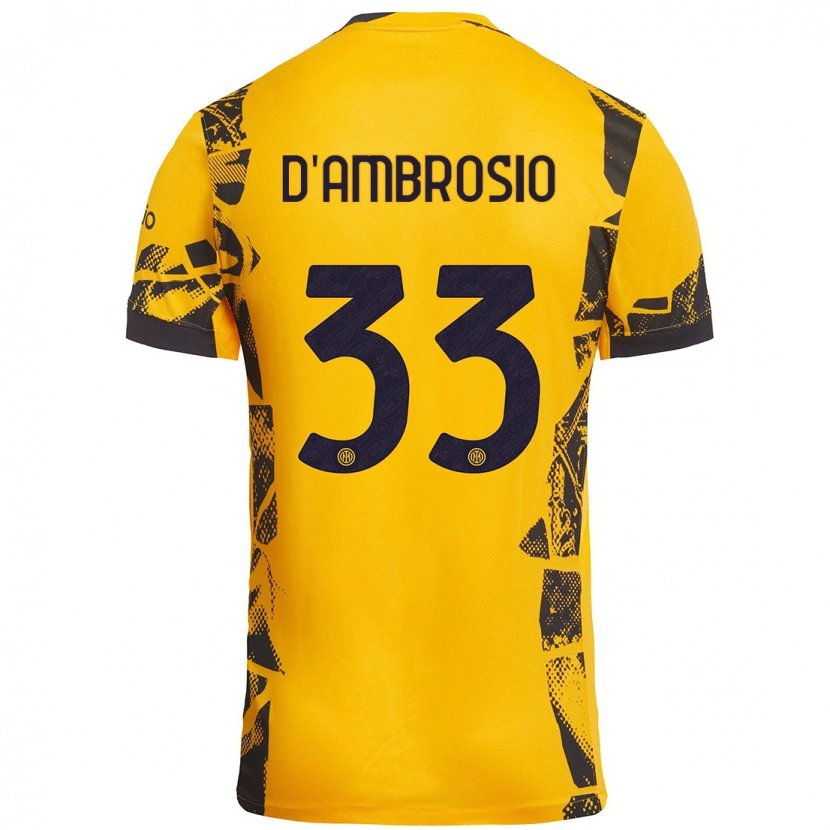 Danxen Kinder Danilo D'ambrosio #33 Gold Schwarz Ausweichtrikot Trikot 2024/25 T-Shirt