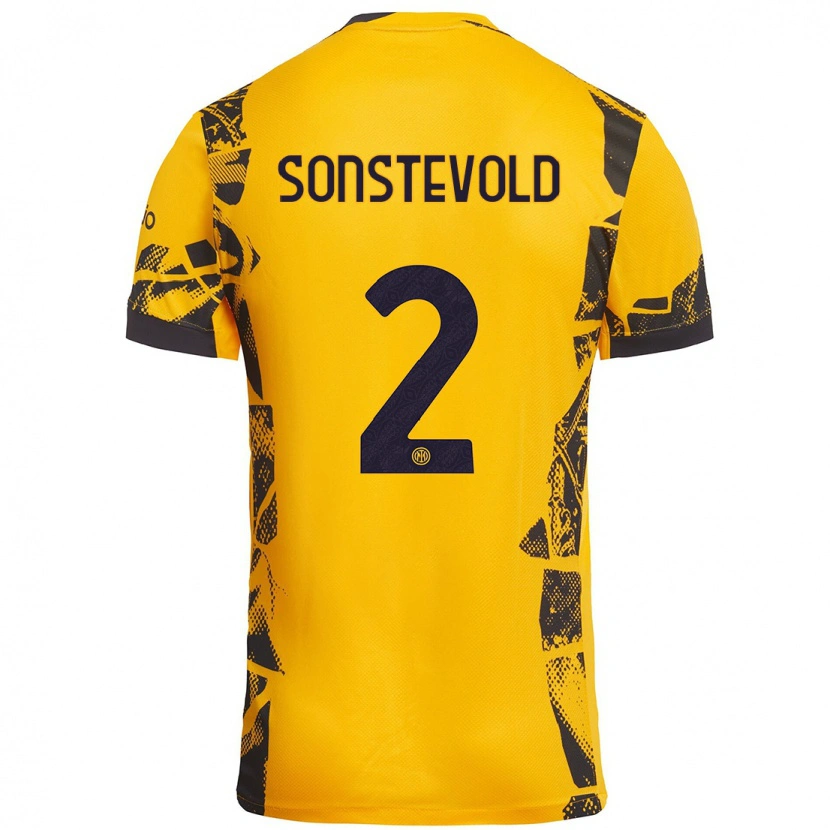 Danxen Kinder Anja Sonstevold #2 Gold Schwarz Ausweichtrikot Trikot 2024/25 T-Shirt