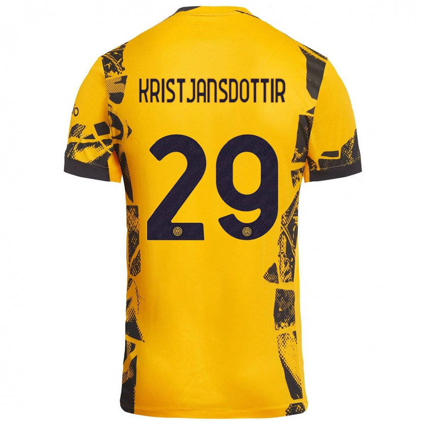 Danxen Kinder Anna Bjork Kristjansdottir #29 Gold Schwarz Ausweichtrikot Trikot 2024/25 T-Shirt